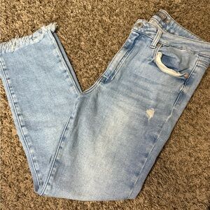 Just USA Light Blue Cropped Distressed Size 14 Jeans